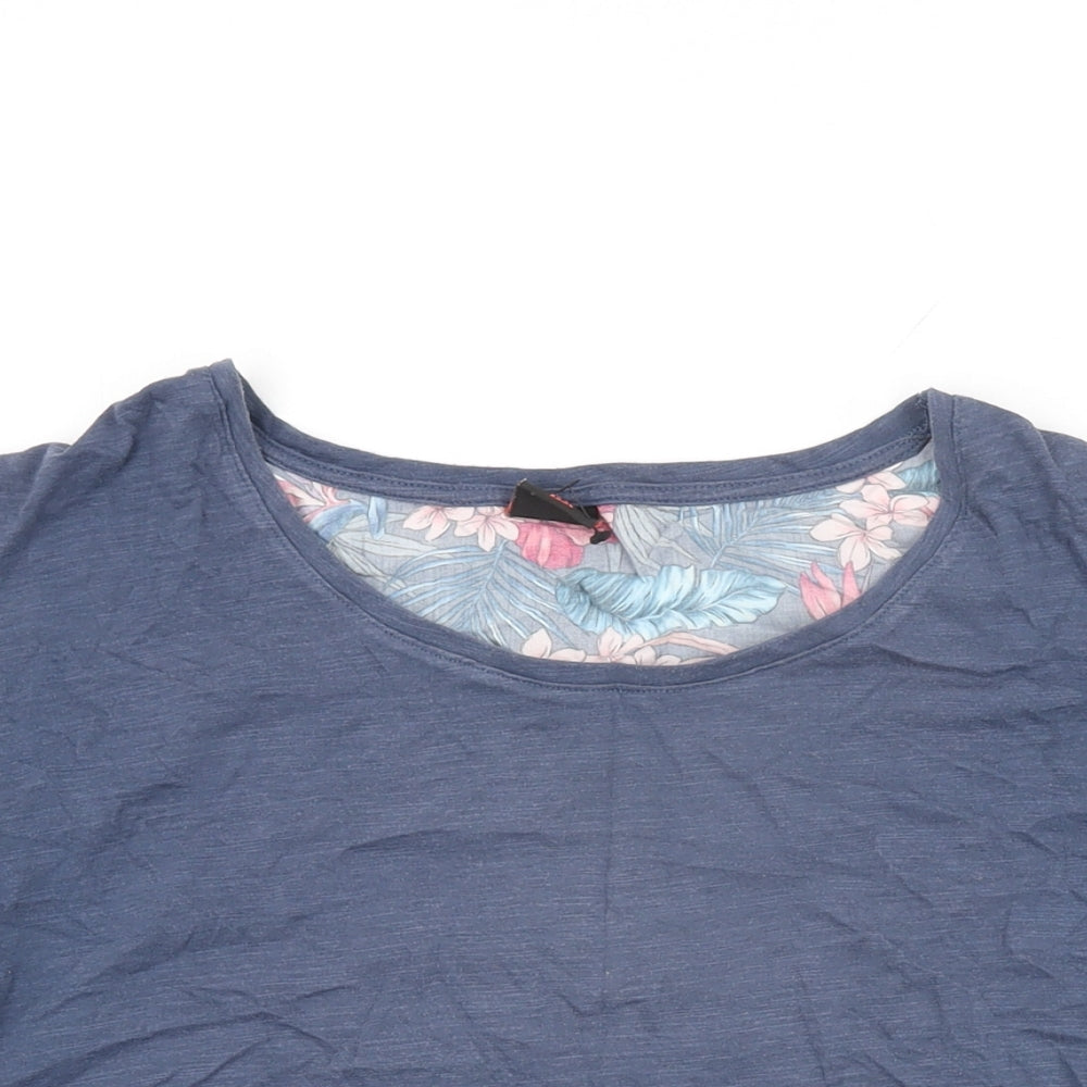 Protest Womens Blue Floral Viscose Basic T-Shirt Size XS Round Neck