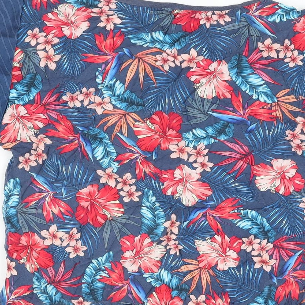 Protest Womens Blue Floral Viscose Basic T-Shirt Size XS Round Neck