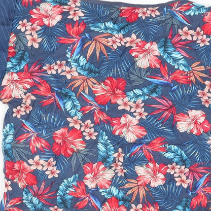 Protest Womens Blue Floral Viscose Basic T-Shirt Size XS Round Neck