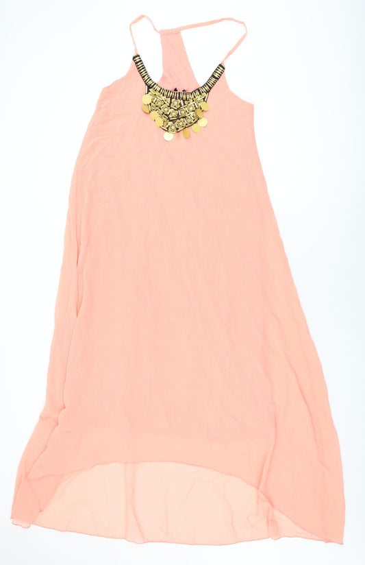 Boohoo Womens Pink Polyester Maxi Size 10 Round Neck Pullover