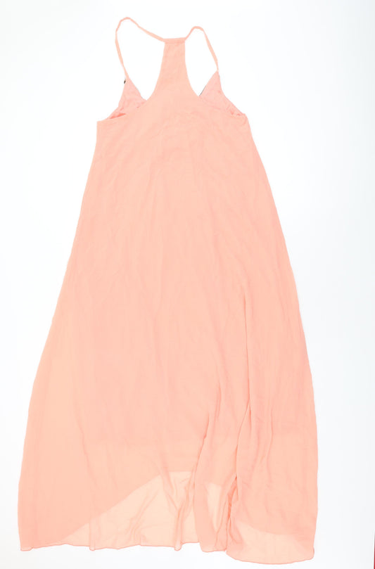 Boohoo Womens Pink Polyester Maxi Size 10 Round Neck Pullover