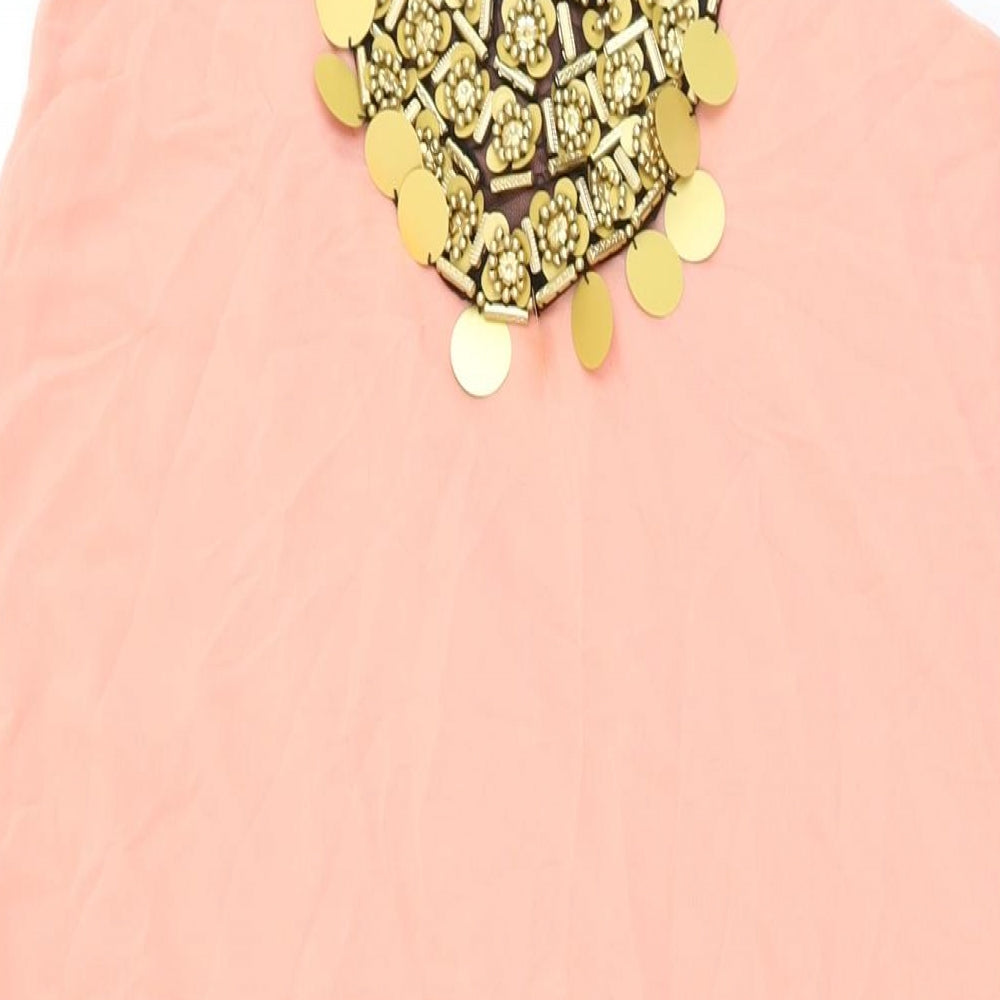 Boohoo Womens Pink Polyester Maxi Size 10 Round Neck Pullover