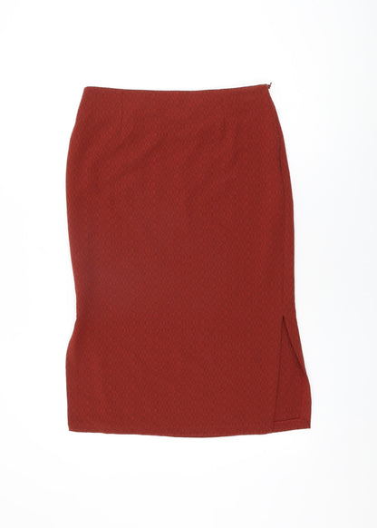 Marks and Spencer Womens Red Polyester Straight & Pencil Skirt Size 12 Zip