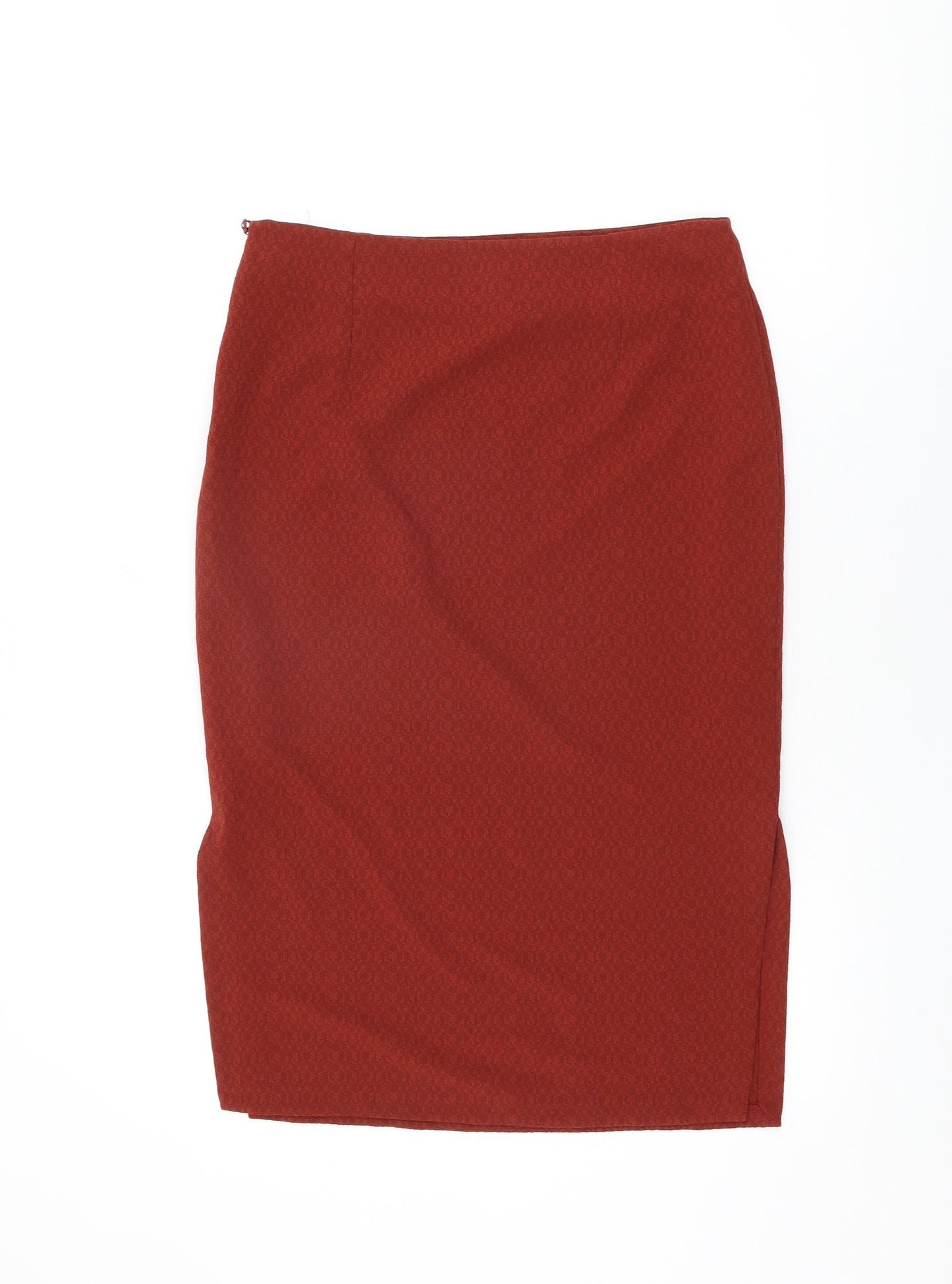 Marks and Spencer Womens Red Polyester Straight & Pencil Skirt Size 12 Zip