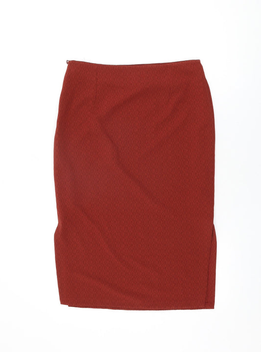 Marks and Spencer Womens Red Polyester Straight & Pencil Skirt Size 12 Zip