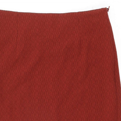 Marks and Spencer Womens Red Polyester Straight & Pencil Skirt Size 12 Zip