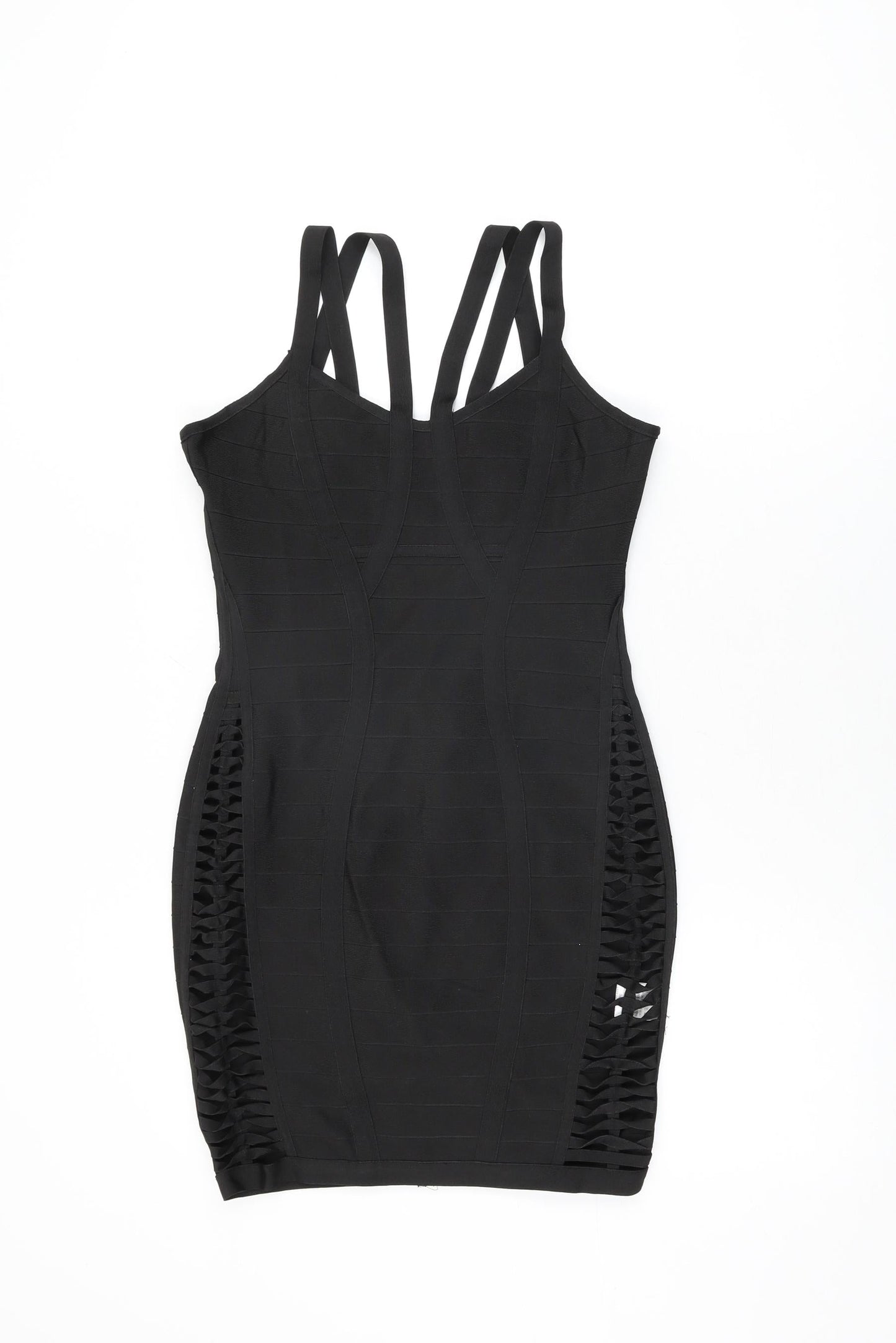 Missguided Womens Black Polyester Bodycon Size M V-Neck Zip