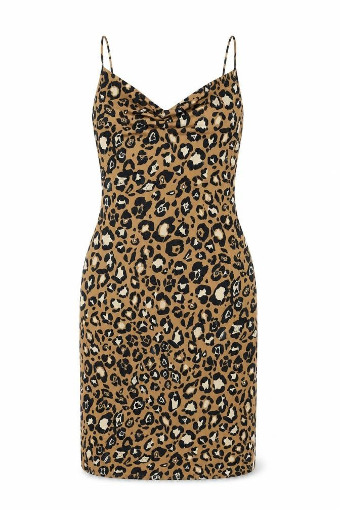 ASOS Womens Brown Animal Print Polyester Bodycon Size 8 Cowl Neck Pullover