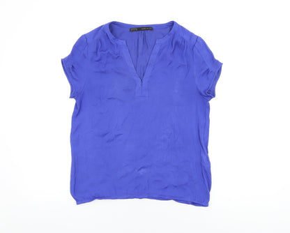 Womens UK Size S Zara Blue Basic Blouse