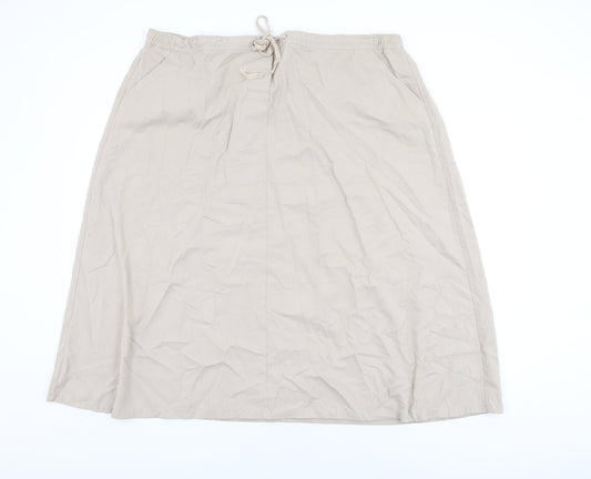 Bonmarché Womens Beige Polyester Swing Skirt Size 24 Drawstring