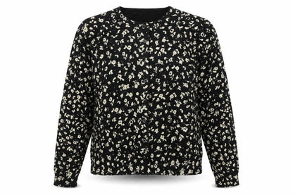 Marks & Spencer Womens Black Round Neck Animal Print Viscose Cardigan Jumper Size 16