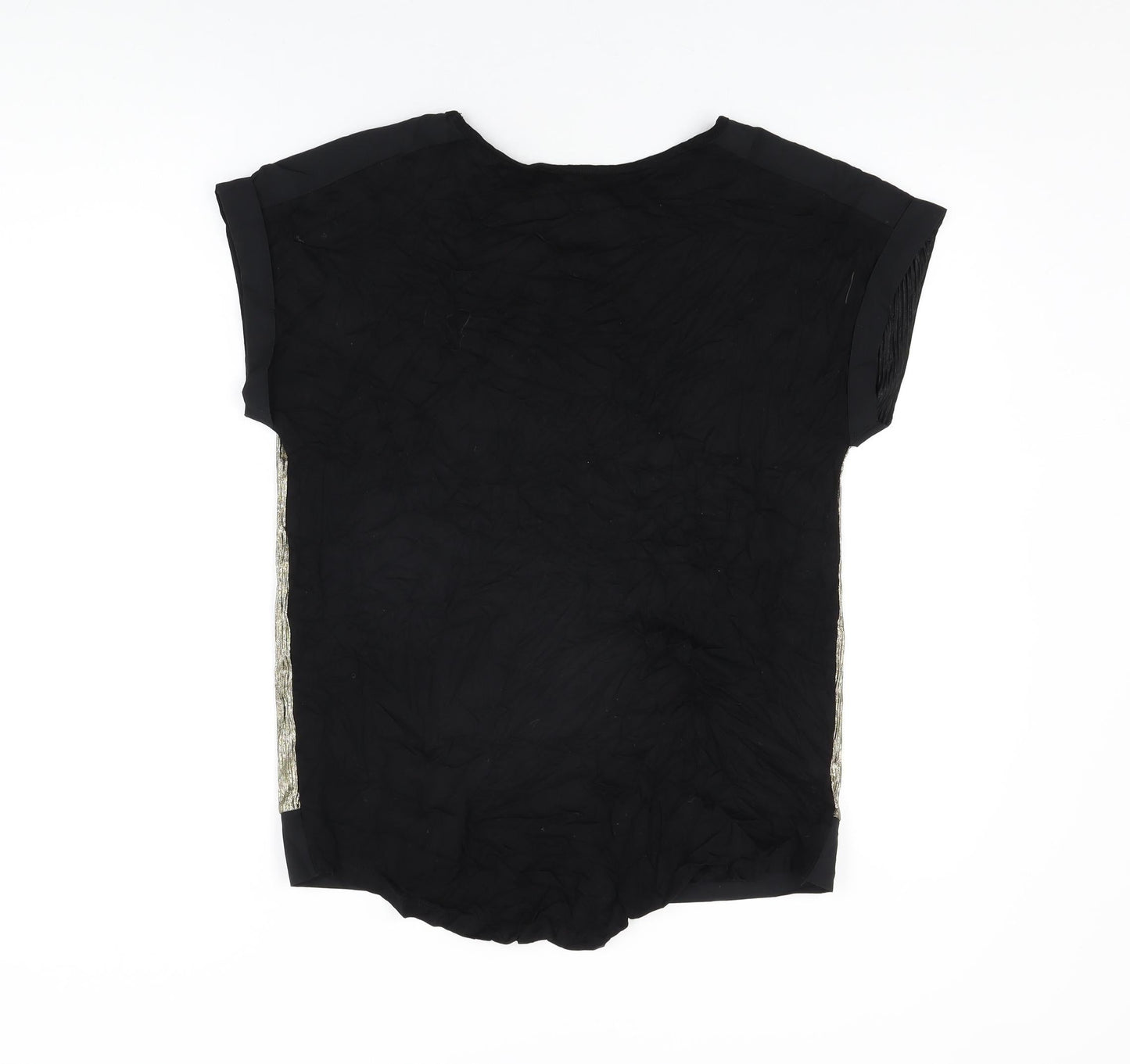 Love & Roses Womens Gold Polyester Basic T-Shirt Size 12 Round Neck