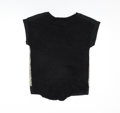 Love & Roses Womens Gold Polyester Basic T-Shirt Size 12 Round Neck