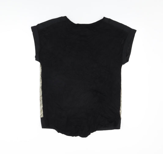 Love & Roses Womens Gold Polyester Basic T-Shirt Size 12 Round Neck