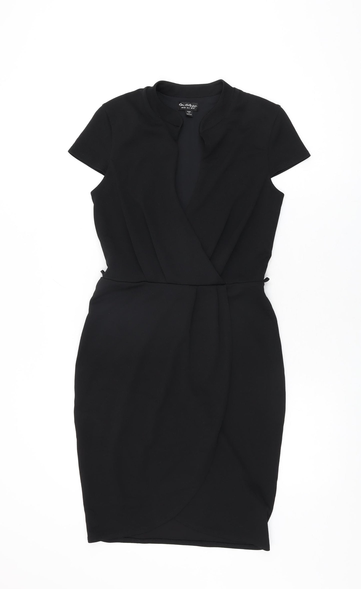 Miss Selfridge Womens Black Polyester Bodycon Size 10 V-Neck Pullover