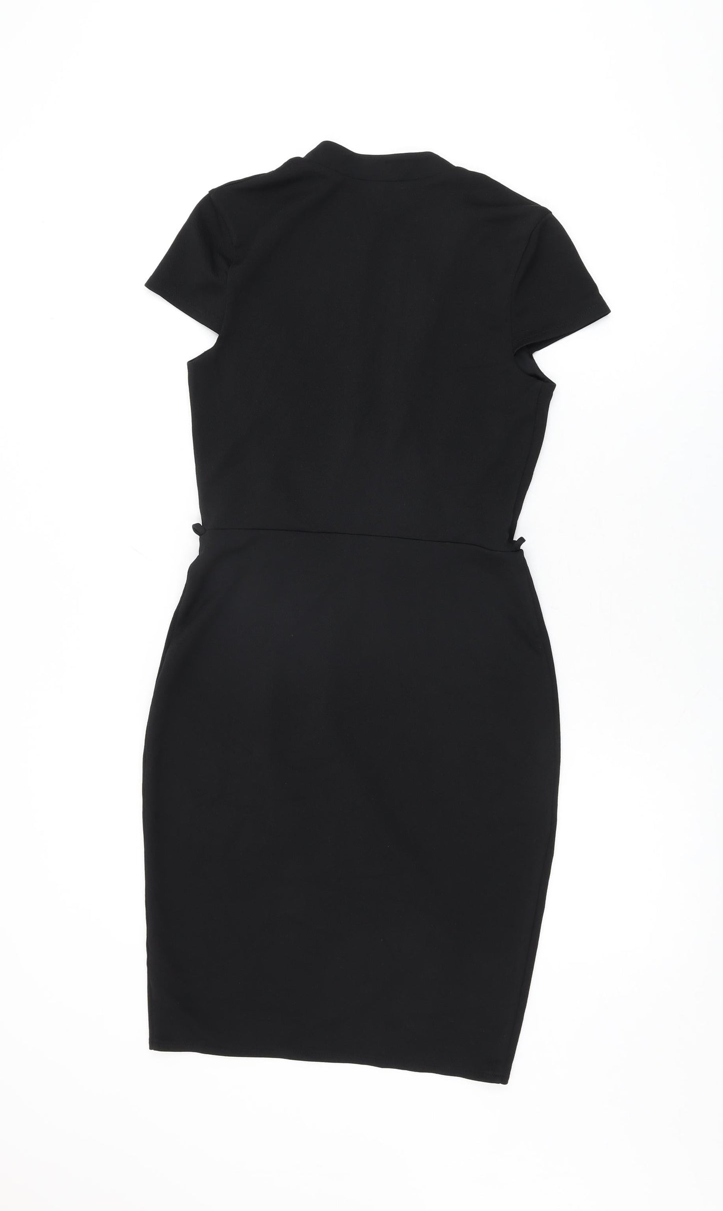 Miss Selfridge Womens Black Polyester Bodycon Size 10 V-Neck Pullover