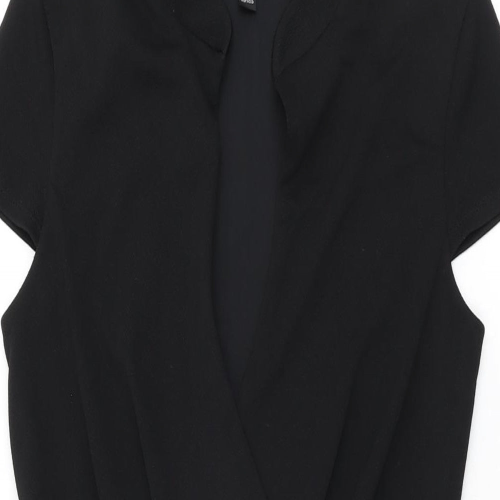 Miss Selfridge Womens Black Polyester Bodycon Size 10 V-Neck Pullover