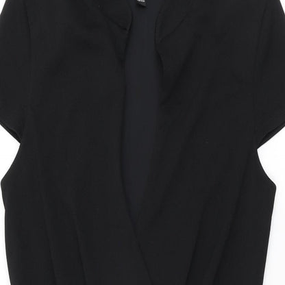 Miss Selfridge Womens Black Polyester Bodycon Size 10 V-Neck Pullover