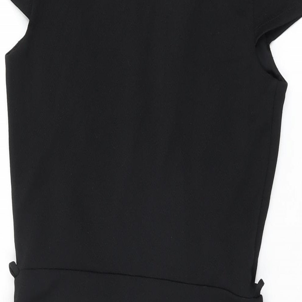 Miss Selfridge Womens Black Polyester Bodycon Size 10 V-Neck Pullover