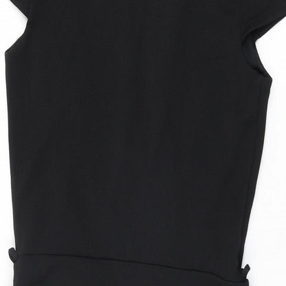 Miss Selfridge Womens Black Polyester Bodycon Size 10 V-Neck Pullover