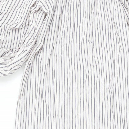 ASOS Womens White Striped Polyester A-Line Size 8 Off the Shoulder Pullover