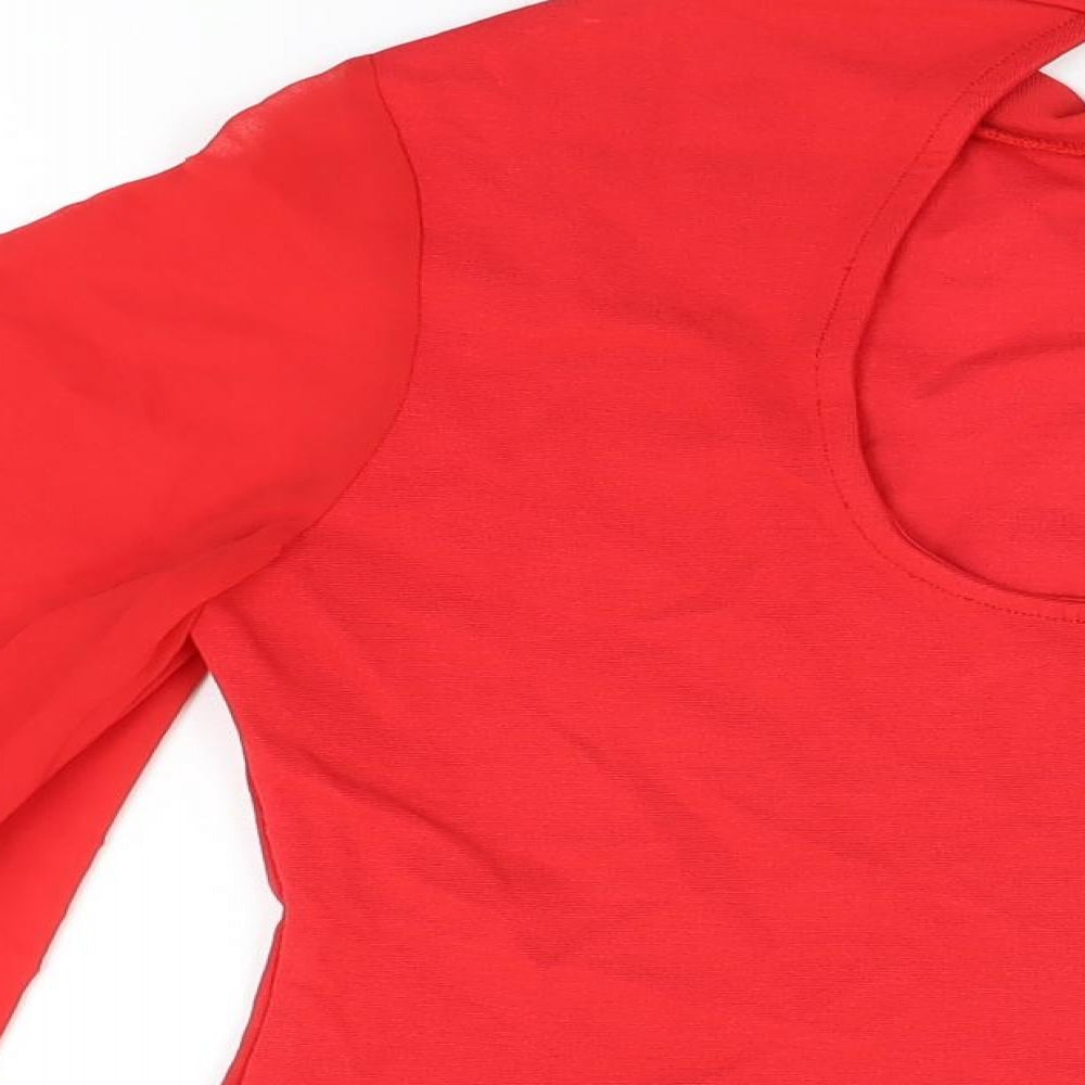 Womens UK Size 12 River Island Red Basic T-Shirt