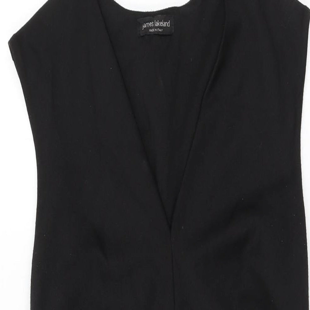 James Lakeland Womens Black Polyester Bodycon Size 14 V-Neck Tie