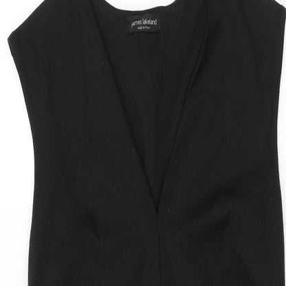 James Lakeland Womens Black Polyester Bodycon Size 14 V-Neck Tie