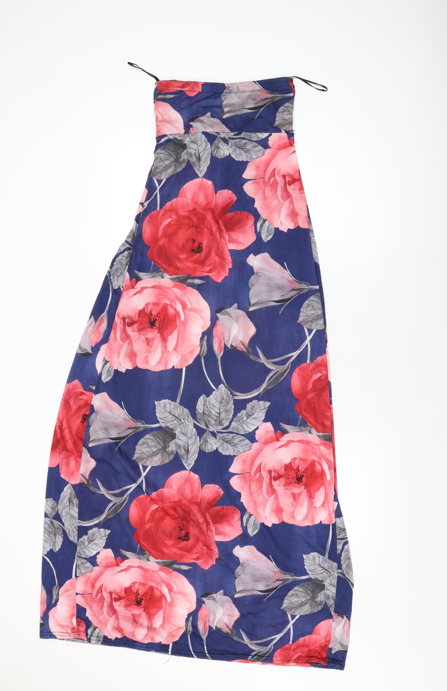Miso Womens Blue Floral Polyester Maxi Size 8 Off the Shoulder Pullover