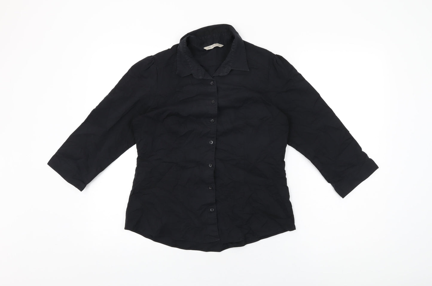 Womens UK Size 12 Marks and Spencer Black Basic Button-Up