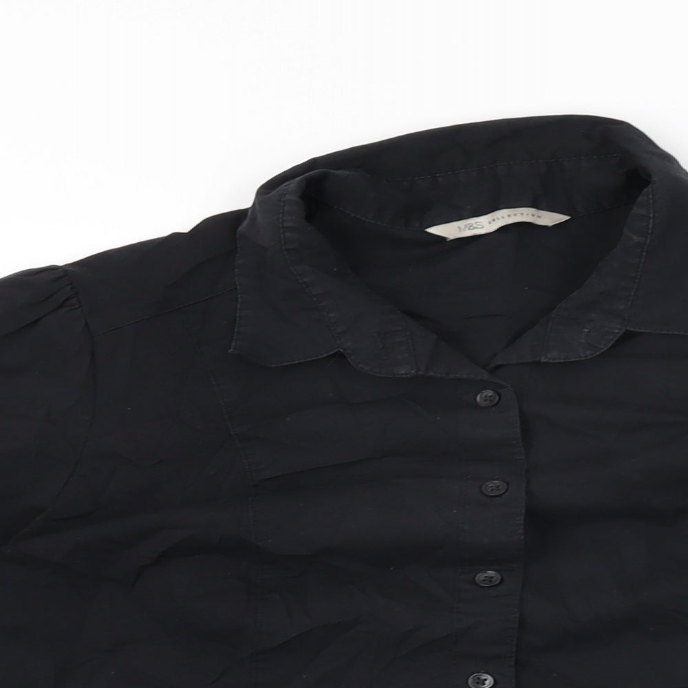 Womens UK Size 12 Marks and Spencer Black Basic Button-Up