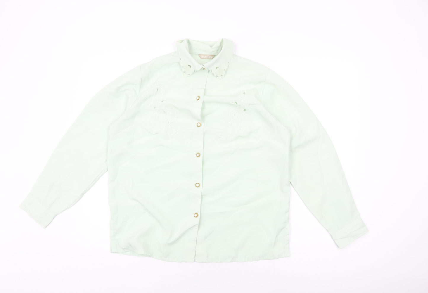 Womens UK Size 16 Daxon Green Basic Button-Up