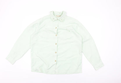 Womens UK Size 16 Daxon Green Basic Button-Up