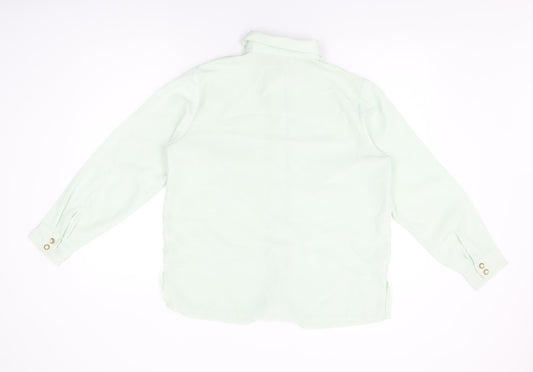 Daxon Womens Green Polyester Basic Button-Up Size 16 Collared