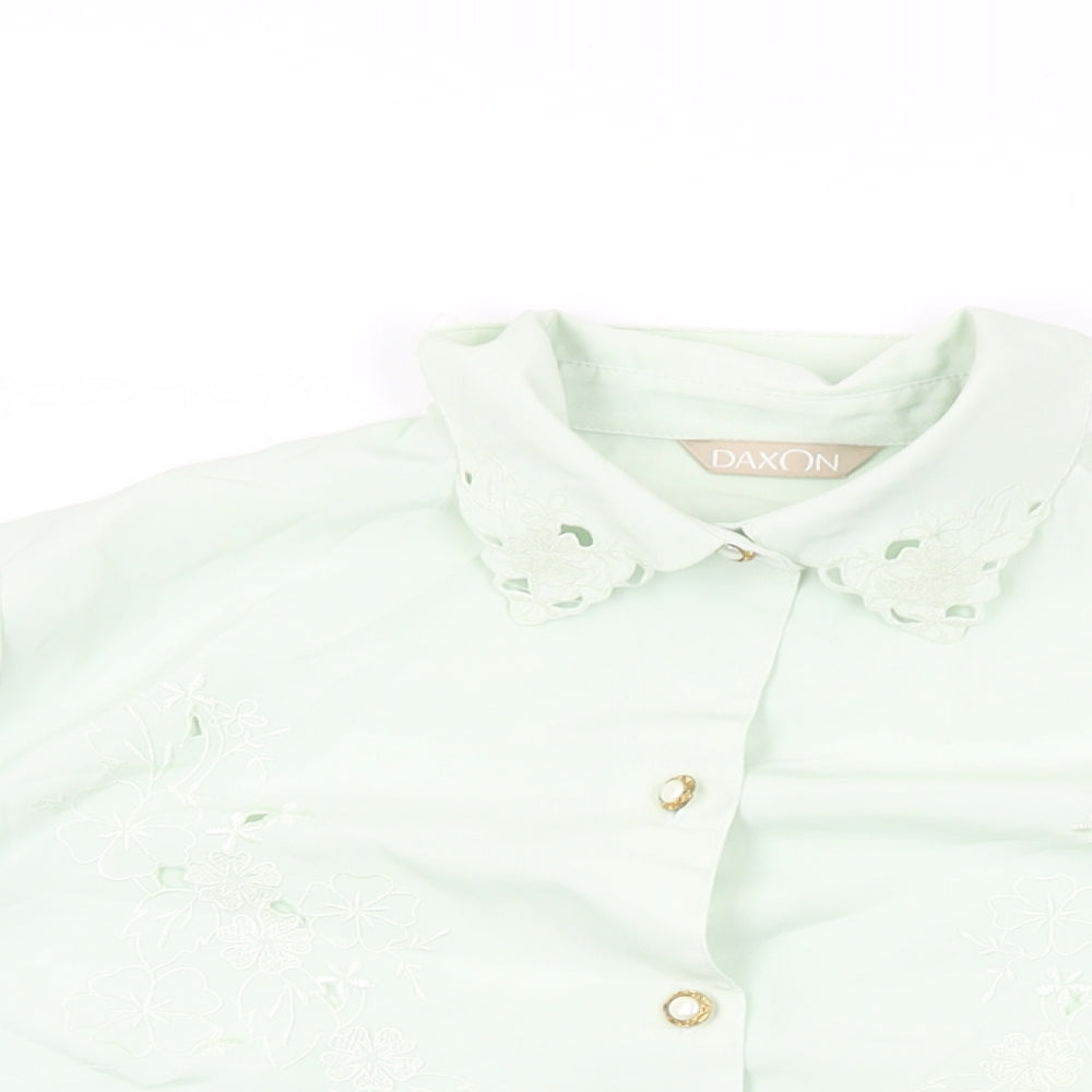 Womens UK Size 16 Daxon Green Basic Button-Up