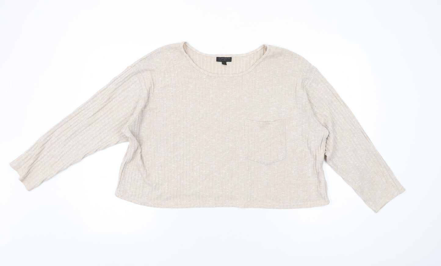 Womens UK Size 14 Topshop Beige Basic T-Shirt