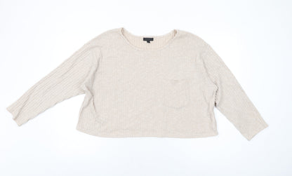 Womens UK Size 14 Topshop Beige Basic T-Shirt