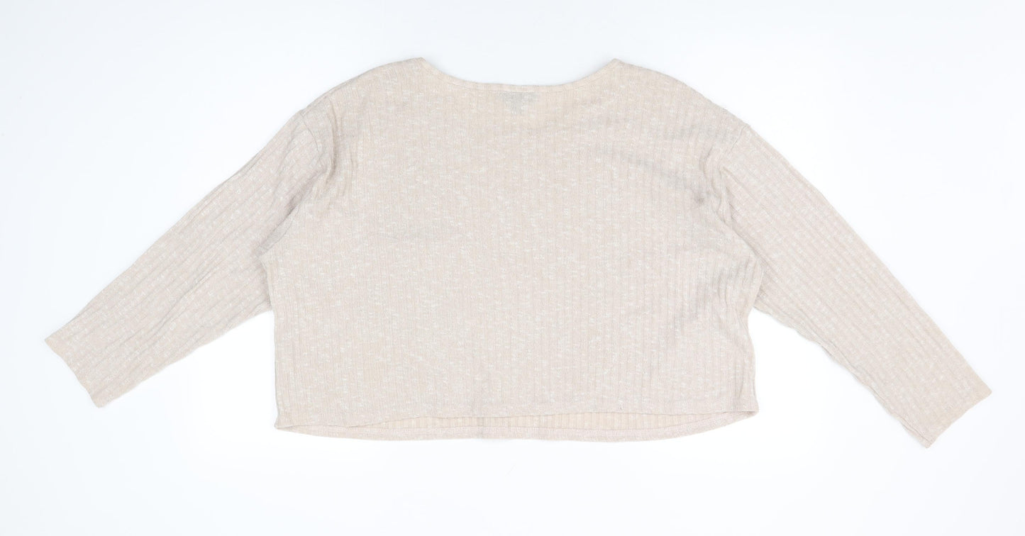 Womens UK Size 14 Topshop Beige Basic T-Shirt