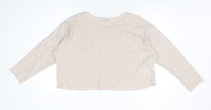 Womens UK Size 14 Topshop Beige Basic T-Shirt