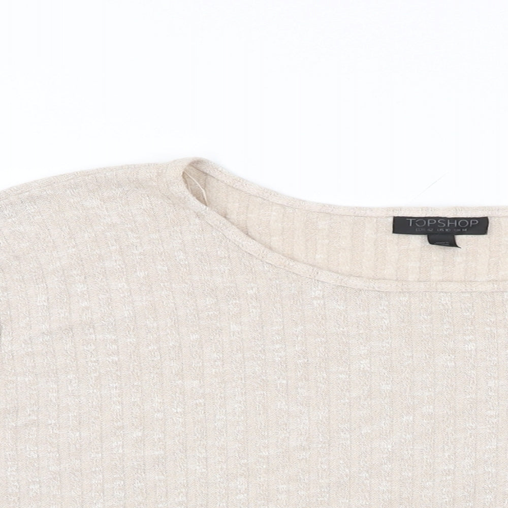 Womens UK Size 14 Topshop Beige Basic T-Shirt