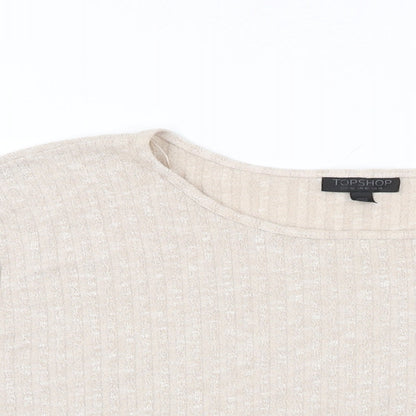 Womens UK Size 14 Topshop Beige Basic T-Shirt