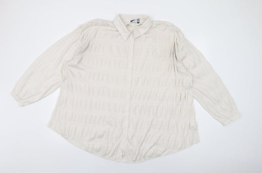 ASOS Womens Beige Polyester Basic Button-Up Size 18 Collared