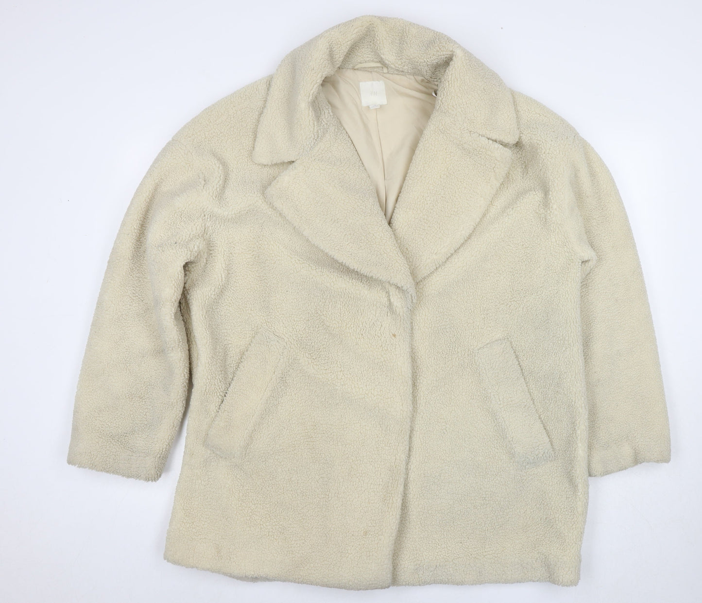 Womens UK Size L H&M Ivory Overcoat