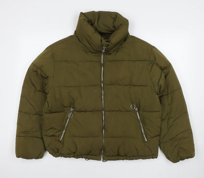 Pull&Bear Womens Green Puffer Jacket Jacket Size M Zip