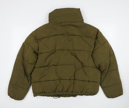 Pull&Bear Womens Green Puffer Jacket Jacket Size M Zip