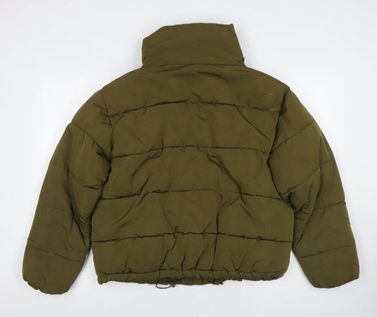 Pull&Bear Womens Green Puffer Jacket Jacket Size M Zip