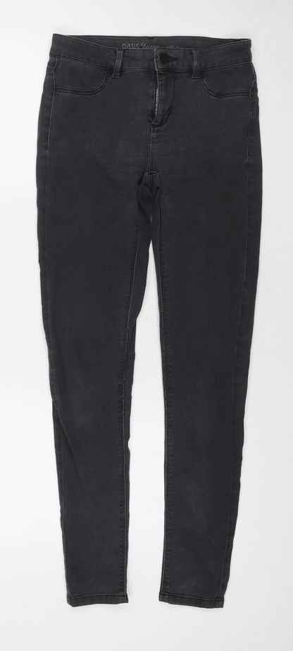 Oasis Womens Grey Cotton Skinny Jeans Size 8 L29 in Regular Zip
