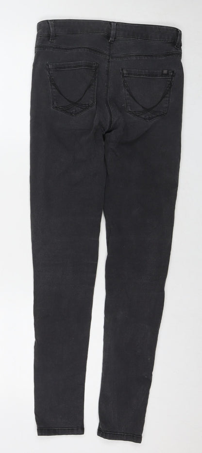 Oasis Womens Grey Cotton Skinny Jeans Size 8 L29 in Regular Zip