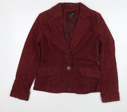 H&M Womens Red Cotton Jacket Suit Jacket Size 10