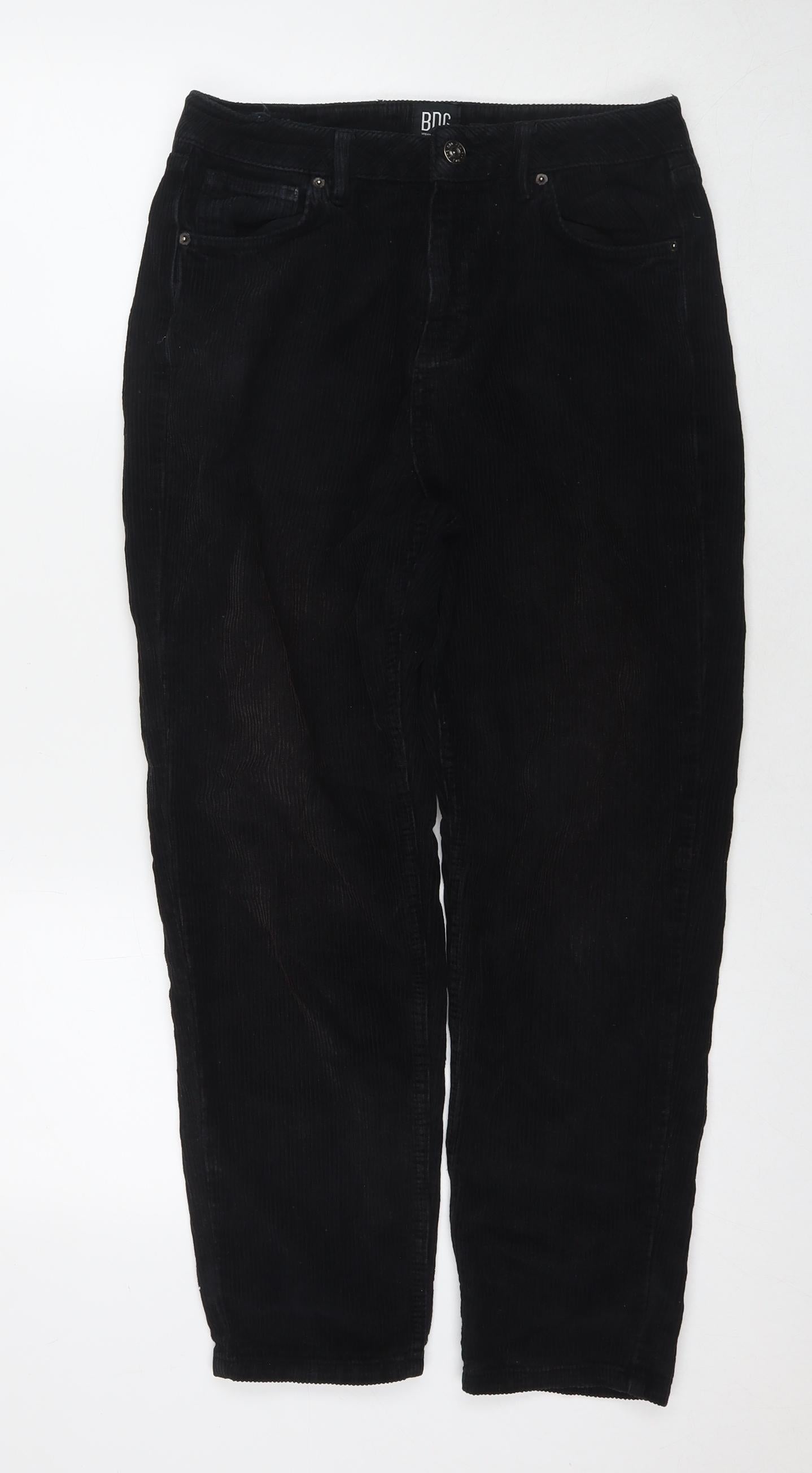 BDG Womens Black Cotton Trousers Size 28 in L30 in Regular Zip - Mom